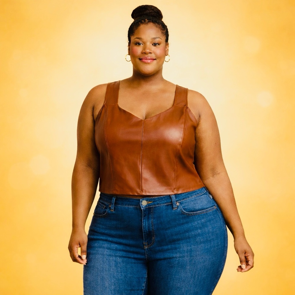 Torrid Brown Leather Crop Top